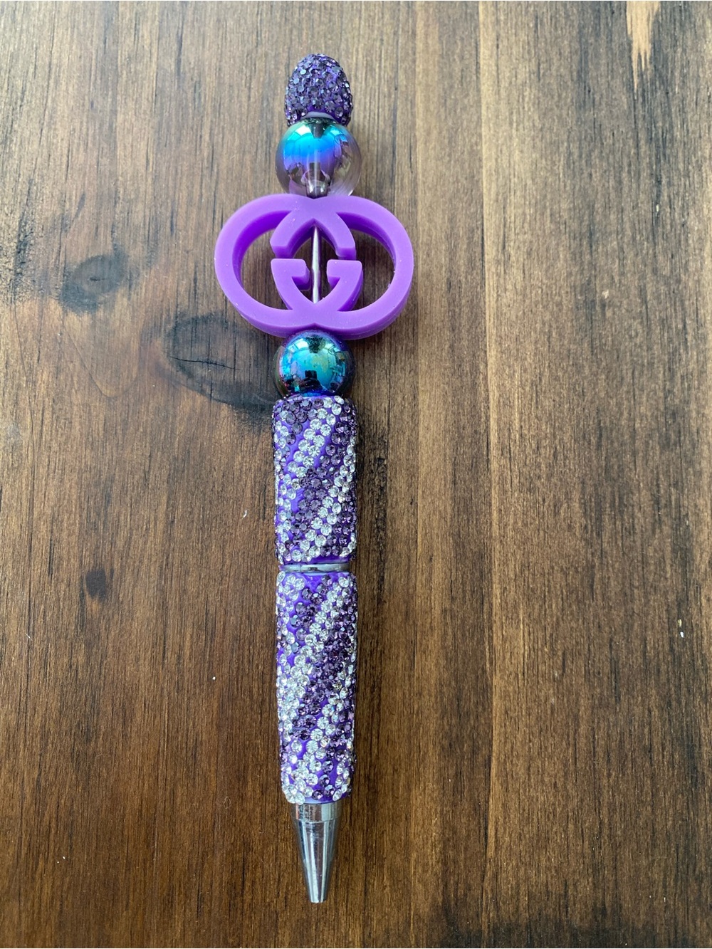 Purple Rhinestone Charm Ballpoint Pen